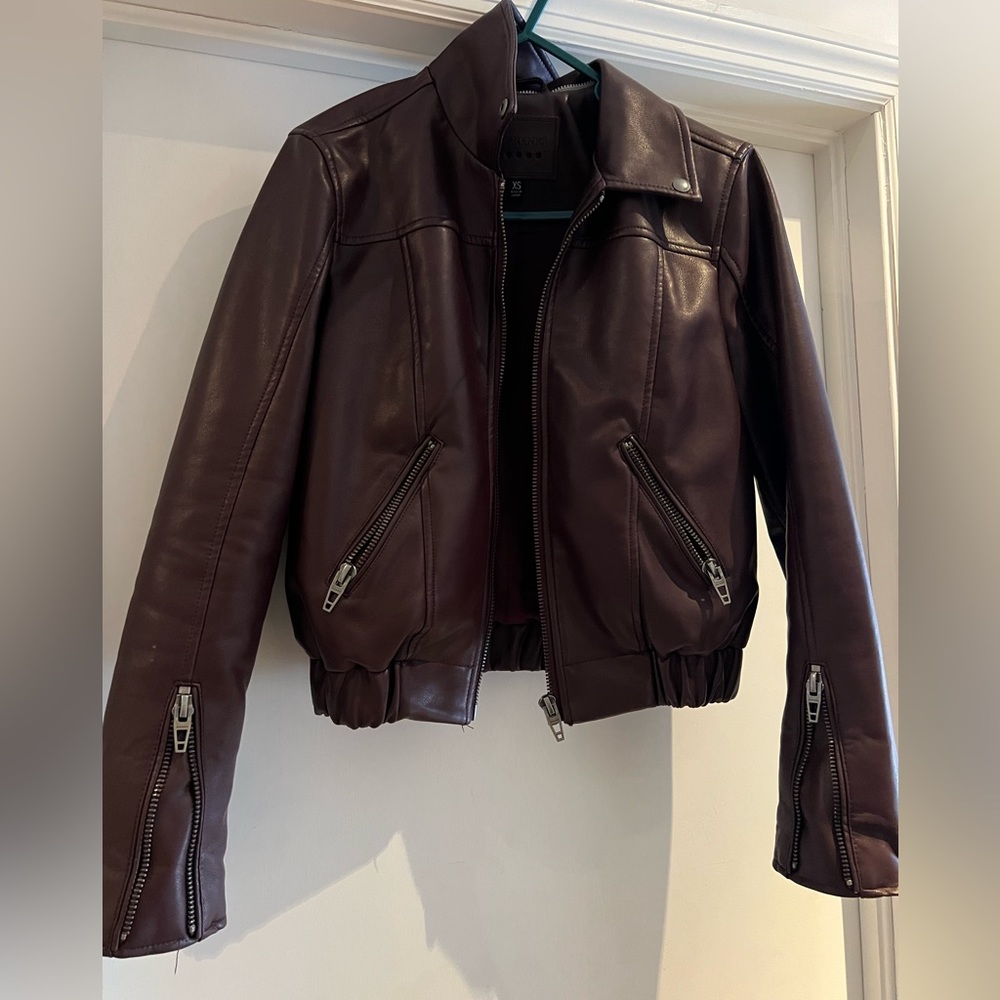 Blank nyc leather jacket with removable hood gem
